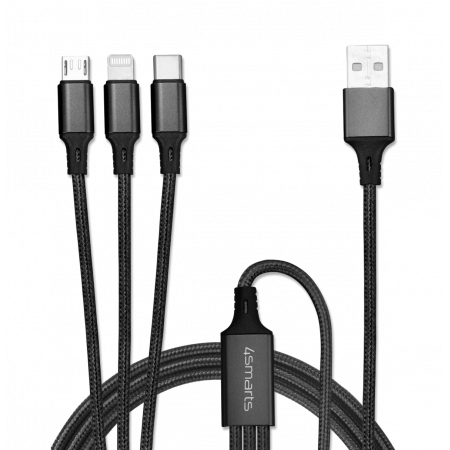 Аксессуар 3in1 Cable ForkCord 1m fabric black 4Smart