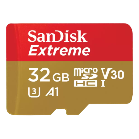 Aksesuārs Atmiņas karte SanDisk Extreme microSDHC 32GB/SD Adapter/RescuePRO Deluxe 100MB/s A1 C10 V30 UHS-I U3