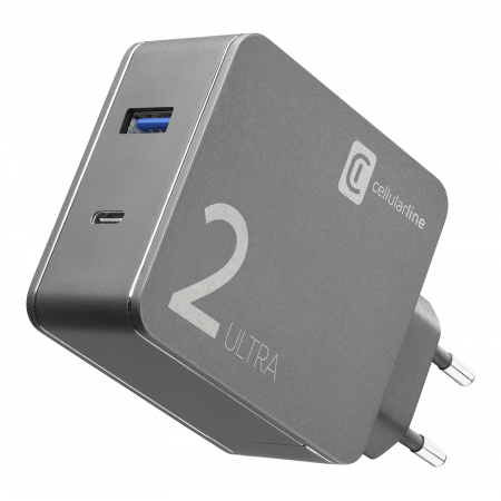 Аксессуар Tīkla lādētāja adapteris Duo Charger Ultra Type-C/USB A 48W Cellularline