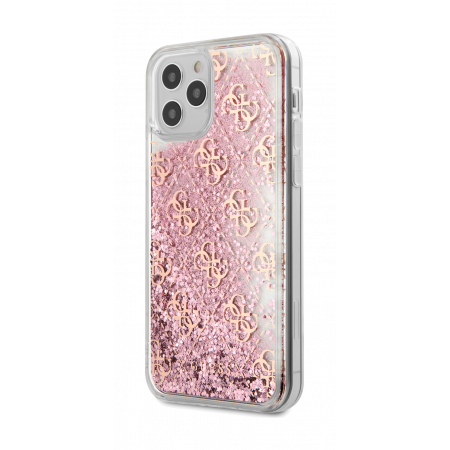 Аксессуар Vāciņš iPhone 12/12 Pro Guess 4G Liquid Glitter pink GUHCP12MLG4GSPG