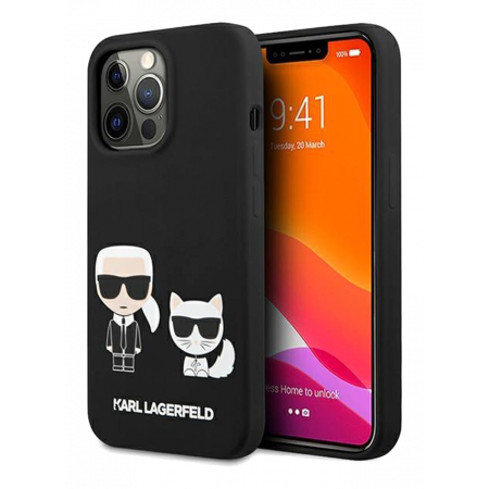 Aksesuārs Vāciņš iPhone 13 Pro Karl Lagerfeld and Choupette Liquid Silicone Case black