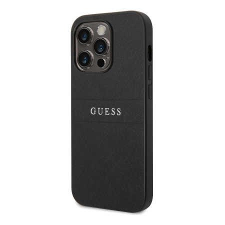 Aksesuārs Vāciņš iPhone 14 Pro Guess PU Leather Saffiano Case Black