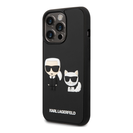 Aksesuārs Vāciņš iPhone 14 Pro Karl Lagerfeld and Choupette Liquid Silicone Case Black