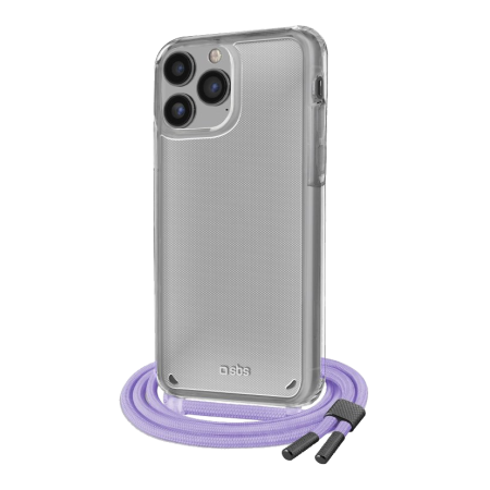 Aksesuārs Vāciņš iPhone 14 Pro SBS Transparent Cover With Violet Neck Strap 