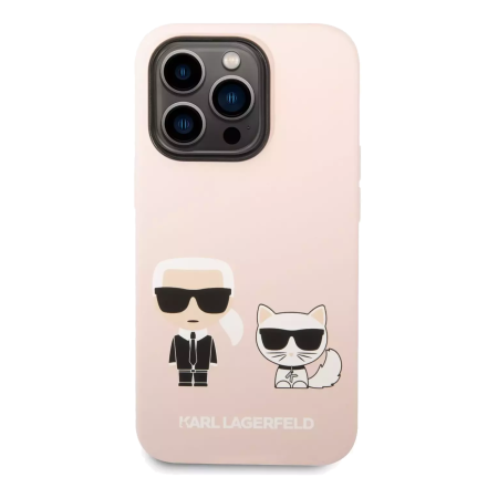 Aksesuārs Vāciņš iPhone iPhone 14 Pro Karl Lagerfeld and Choupette Liquid Silicone Pink