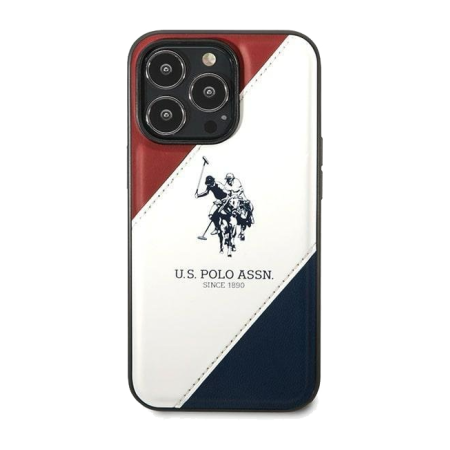 Aksesuārs Vāciņš iPhone iPhone 14 Pro U.S. Polo PU Leather Double Horse Red/White/Navy