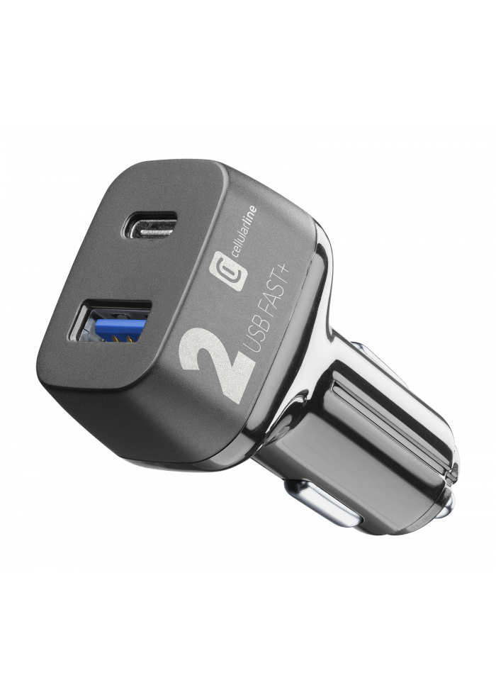 Aksesuārs Auto lādētāja adapteris Multipower 2 PRO+ USB-C/USB-A Cellularline
