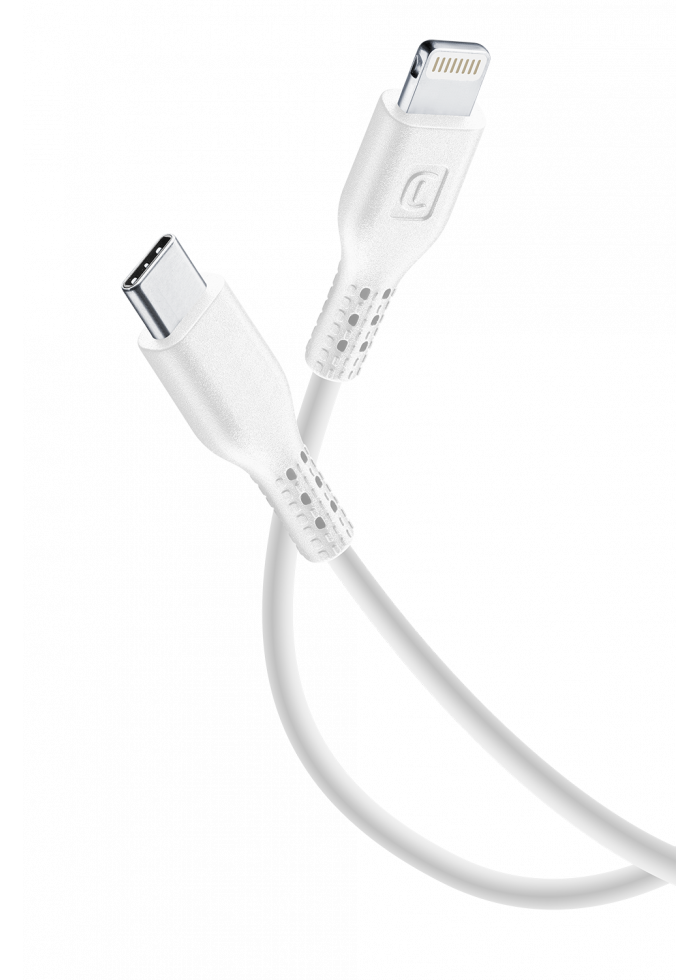Аксессуар Power Cable 120cm  USB-C/ Lightning white Cellularline
