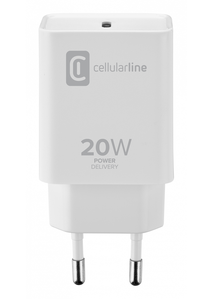 Aksesuārs Tīkla lādētāja adapteris USB-C CHARGER APPLE 20W balts Cellularline