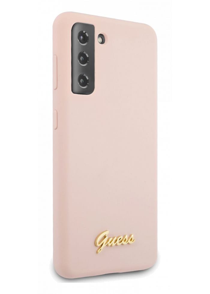 Aksesuārs Vāciņš Samsung Galaxy S21 Guess Silicone Metal Logo pink GUHCS21SLSLMGLP